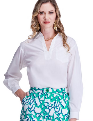 Collar Blouse White Jade