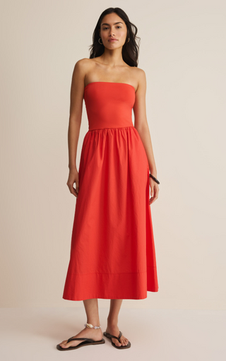Sunsought Strapless Midi Dress Lychee