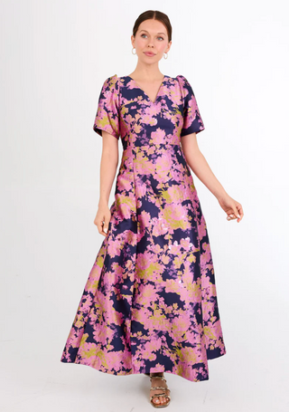 Arden Gown Navy Metallic Abbey Glass