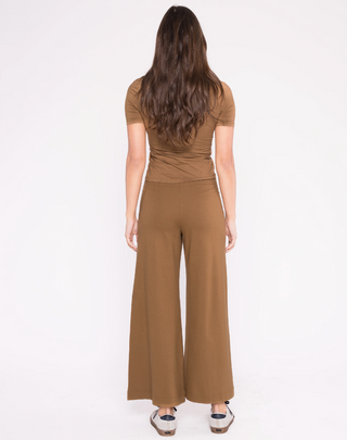 Ponte Knit Wide Leg Cropped Pant Camel Ripley Rader