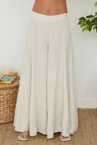 Linen Palazzo Pants Beige Milio Milano