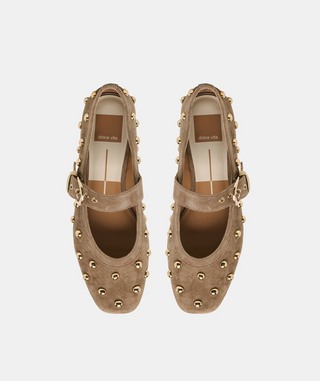 Mikel Stud Flat Olive Suede Dolce Vita