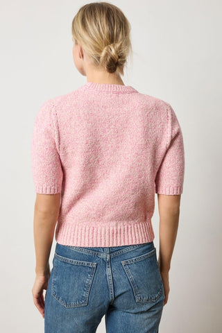 Short Sleeve Marled Pullover Rosebud Marl Lilla P