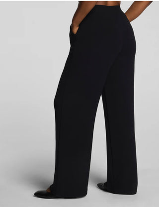 French Rib Wide Leg Black Pant Spanx