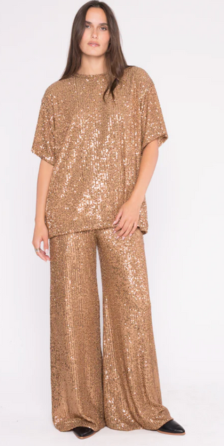 Champagne Sequin Wide Leg Pant Ripley Rader