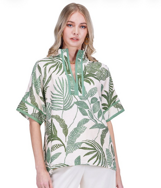 Stand Collar Trim Top Everleaf Jade