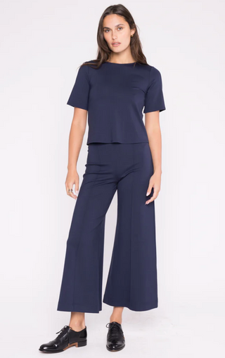 Ponte Knit Short Sleeve Extended Top Navy Ripley Rader