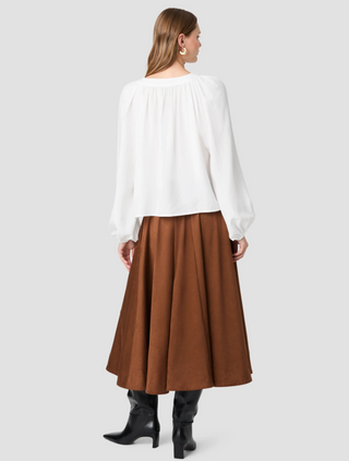 Tencel Shirting Half Placket Long Sleeve Top Winter White French Connection