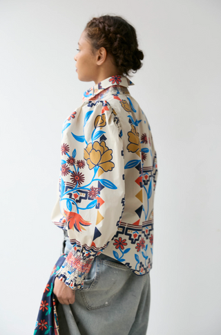 Smocked Shirt Vanilla Floral Scarf Hope for Flowers