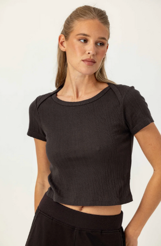 Pointelle Baby Brother Tee Espresso Sundays