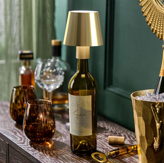 LED Touchable Gold Lampshade with Bottle Stopper