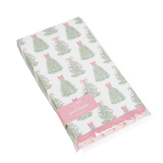 Pink Scalloped Christmas Tree Napkins