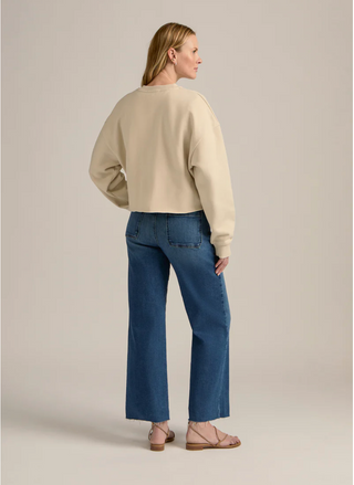 Cropped Collegiate Sweatshirt French Oak/ Snow White Favorite Daughter