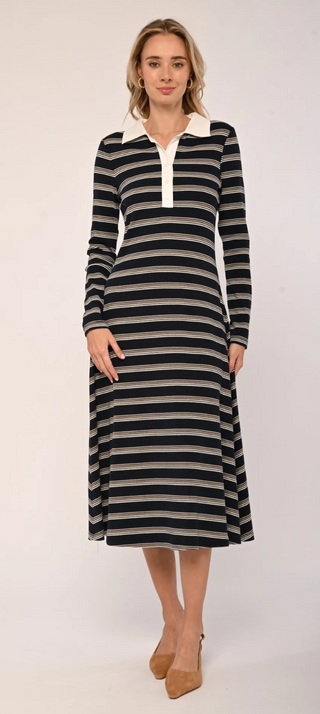 Faye Knit Dress Multi Stripe Love The Label