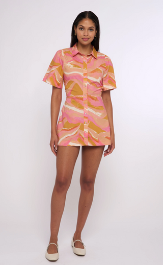 Sylvan Mini Dress Pink Reverie Print Love The Label