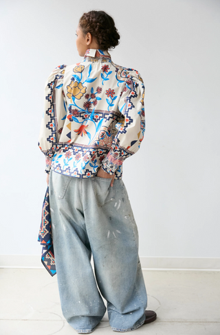 Smocked Shirt Vanilla Floral Scarf Hope for Flowers