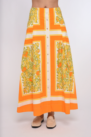 Berri Midi Skirt Orange Blossom Print Love the Label
