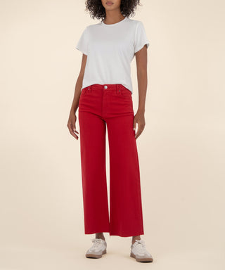 Meg Wide Leg Raw Hem Ruby Red