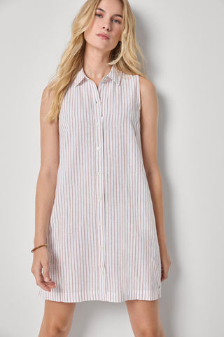 Striped Button Down Dress Bark Stripe Lilla P