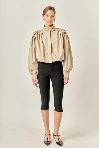 Beige Puff Sleeve Jacket English Factory