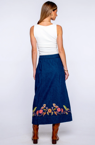 Frannie Skirt Denim Embroidery Elizabeth James