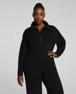 French Rib Half Zip Black Spanx