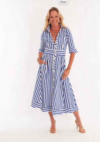 Monaco Dress Navy Wide Stripe CK Bradley