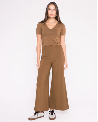 Ponte Knit Wide Leg Cropped Pant Camel Ripley Rader