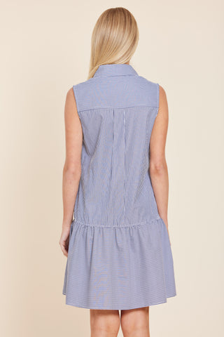 Navy White Ruffle Dress Dolce Cabo