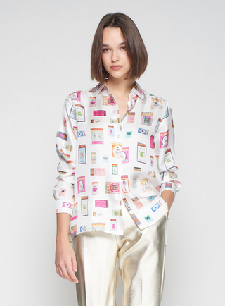 White Shirt Matchbox Print Vilagallo