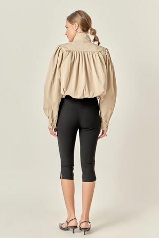 Beige Puff Sleeve Jacket English Factory