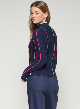 Navy Color Stripe Sweater Vilagallo
