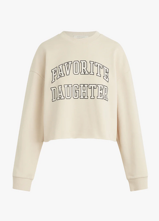 Cropped Collegiate Sweatshirt French Oak/ Snow White Favorite Daughter