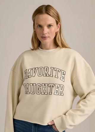 Cropped Collegiate Sweatshirt French Oak/ Snow White Favorite Daughter
