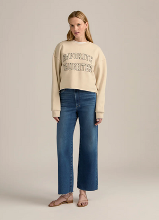 Cropped Collegiate Sweatshirt French Oak/ Snow White Favorite Daughter