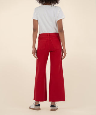 Meg Wide Leg Raw Hem Ruby Red