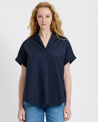 Poplin Collar SS Pullover Marine French Connection