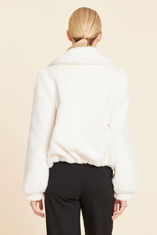 Ivory Faux Fur Jacket Dolce Cabo