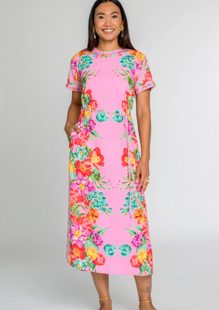 midi dress cotton candy Striped spaghetti strap dress Pink / SMALL