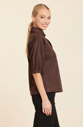 Brown Faux Suede Top Dolce Cabo