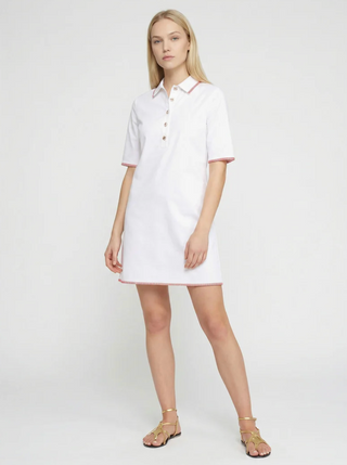 White Dress with Red Trim Vilagallo