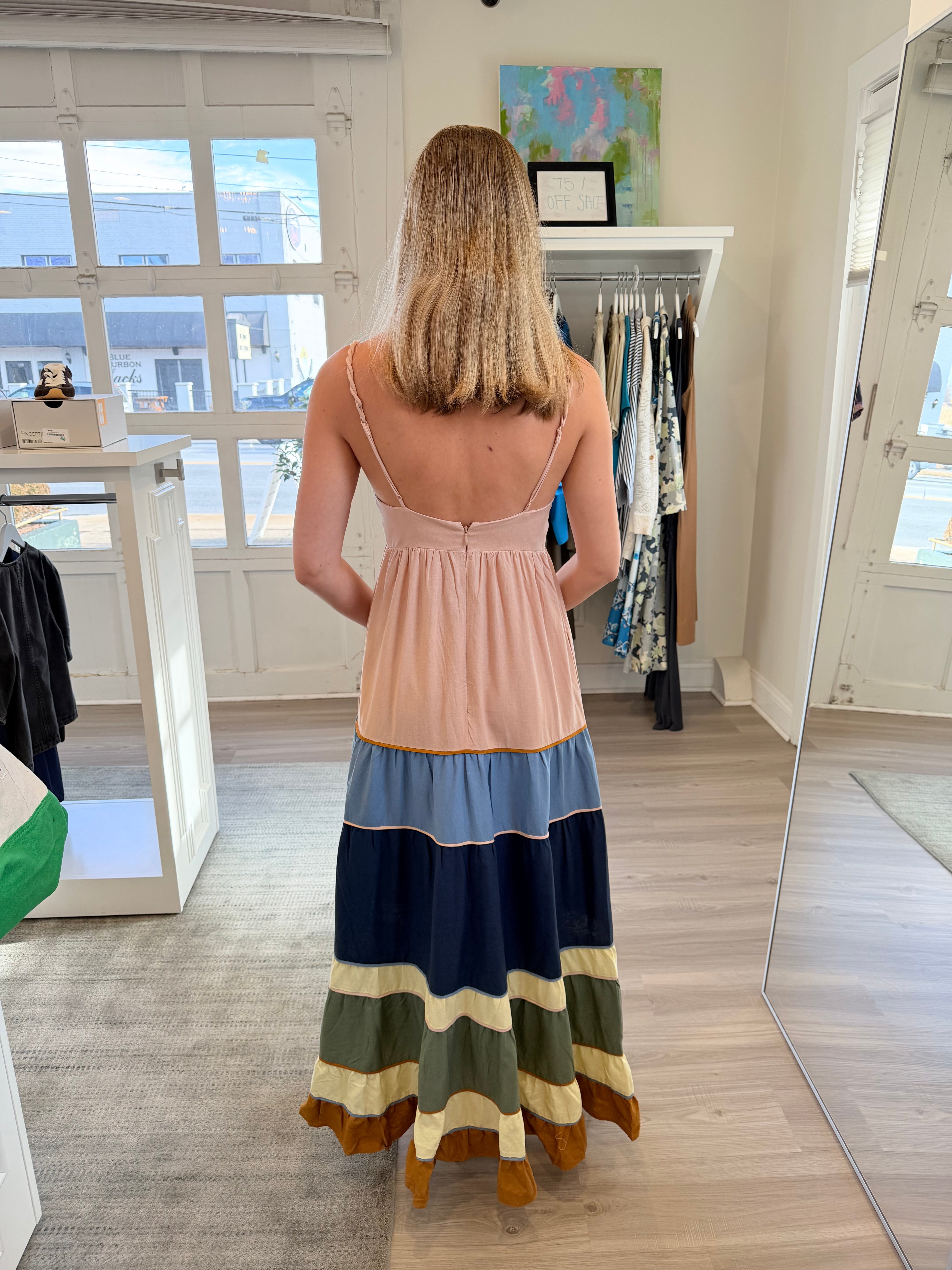 FARM Rio Women's Multicolor Pleats Maxi Dress