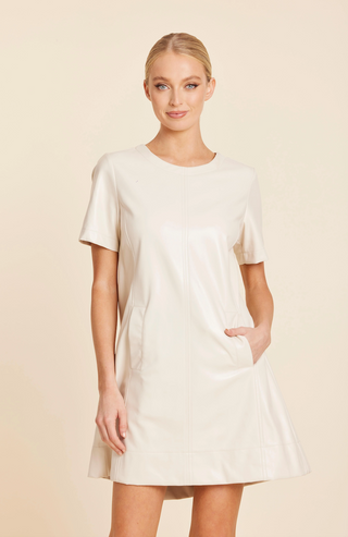 Creme Vegan Leather Dress Dolce Cabo