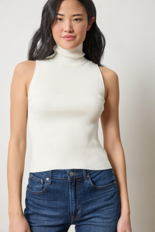 Rib Turtleneck Shell Sweater Cream Lilla P