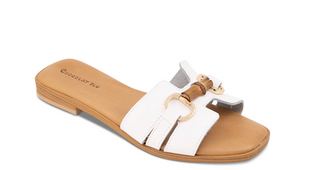 Baz Slide White Leather Chocolat Blu