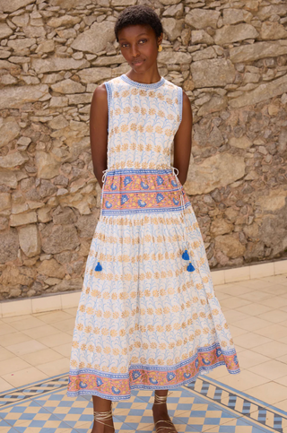 Sleeveless Piped Maxi Geneva Blue Oliphant