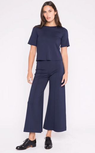 Ponte Knit Cropped Wide Leg Pant Navy Ripley Rader