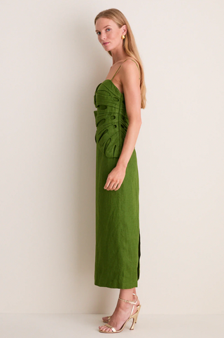Green Monstera Leaf Sleeveless Maxi Dress Farm Rio