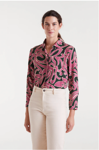 Pastures Print Shirt Pink/Green Fantastica