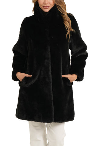 Long Faux Fur Black Jacket Love Token